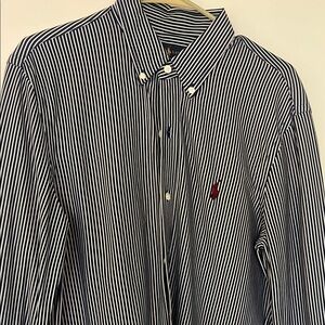 Ralph Lauren Blue and White Casual Button Down Shirt